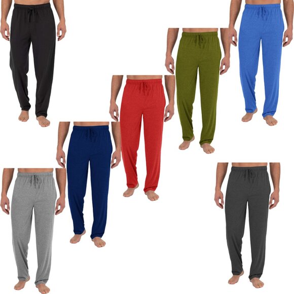 Men's Soft Comfortable Solid Jersey Knit Pants with Adjustable Drawstring Waist - Picture 5 of 16